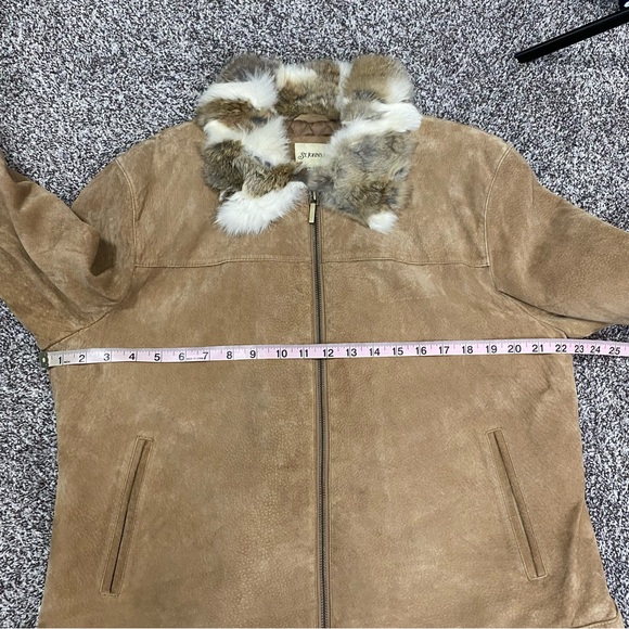 St. John’s Bay Vintage Y2K Suede Jacket Real Rabbit Fur Trim Women’s XL - Picture 8 of 9